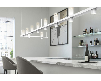 Sonneman Intervals Linear Beam Pendant - Satin White, 4", Clear with Cone Uplight Trim