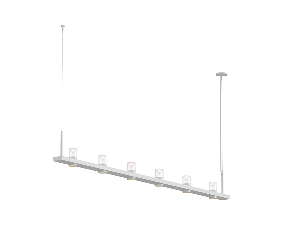 Sonneman Intervals Linear Beam Pendant - Satin White, 8", Clear with Cone Uplight Trim