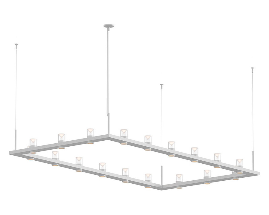 Sonneman Intervals Linear Beam Pendant - Satin White, 4" x 8", Clear with Cone Uplight Trim