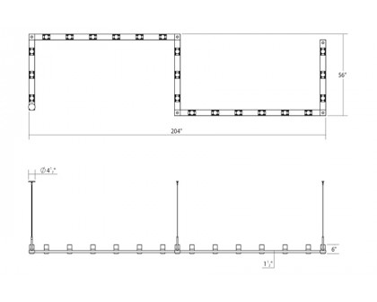 Sonneman Intervals Linear Beam Pendant - Satin White, 4" x 16", Clear with Cone Uplight Trim