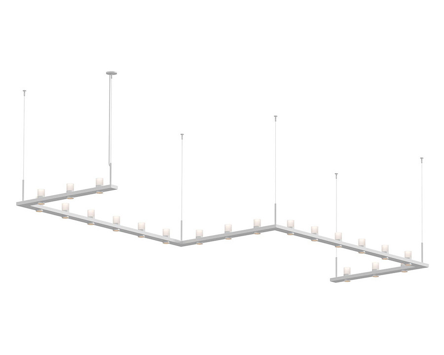 Sonneman Intervals Linear Beam Pendant - Satin White, 4" x 16", Etched Cylinder Uplight Trim