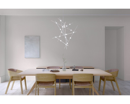 Sonneman Constellation Aquila Chandelier - Satin Nickel, Minor, Clear Faceted Acrylic Lens, 2700K