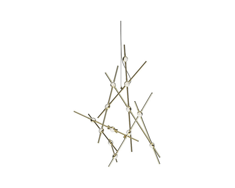 Sonneman Constellation Aquila Chandelier - Satin Brass, Minor, Clear Faceted Acrylic Lens, 2700K