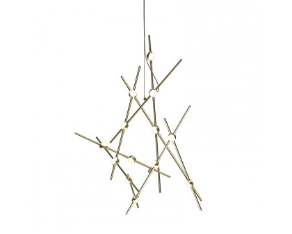 Sonneman Constellation Galaxy Matrix Horizontal Round Chandelier - Minor, Satin Brass, White Optical Acrylic Lens