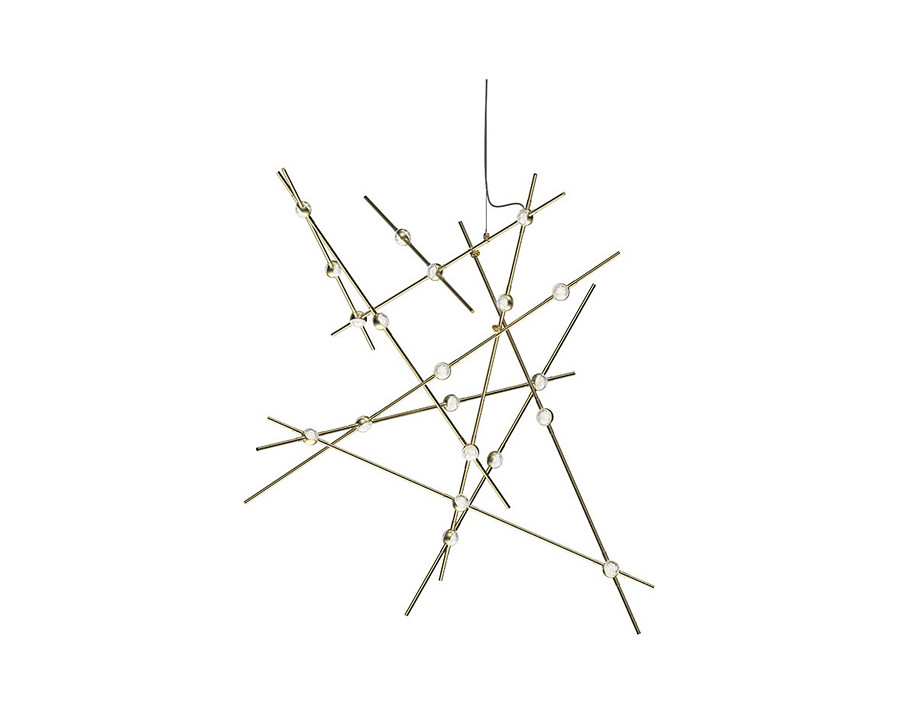 Sonneman Constellation Aquila Chandelier - Satin Brass, Major, Clear Faceted Acrylic Lens, 3000K