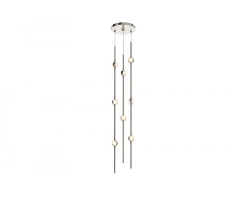 Sonneman Constellation Andromeda Chandelier - Satin Nickel, Short 6", Round, Clear Faceted Acrylic Lens, 3000K