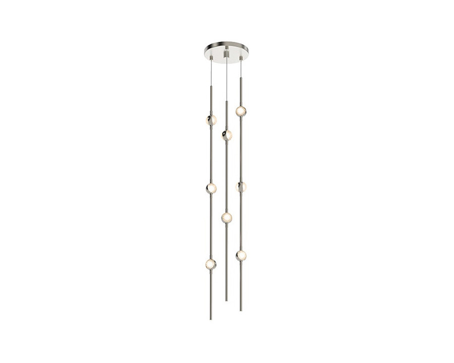 Sonneman Constellation Andromeda Chandelier - Satin Nickel, Short 6", Round, Clear Faceted Acrylic Lens, 3000K