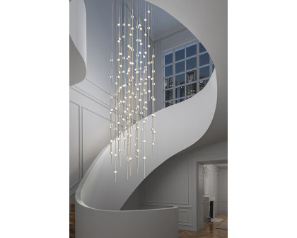 Sonneman Constellation Andromeda Chandelier - Satin Nickel, Short 6", Round, Clear Faceted Acrylic Lens, 3000K