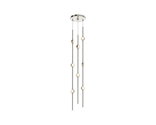 Sonneman Constellation Andromeda Chandelier - Short 6", Satin Nickel, Clear Faceted Acrylic Lens