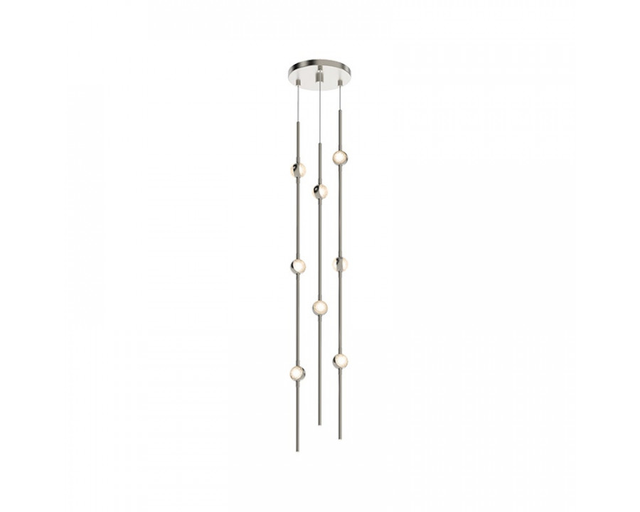 Sonneman Constellation Andromeda Chandelier - Short 6", Satin Nickel, Clear Faceted Acrylic Lens