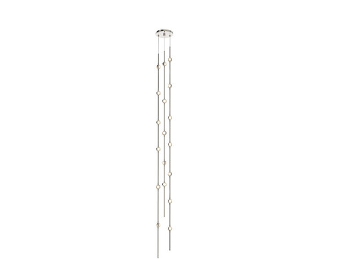 Sonneman Constellation Andromeda Chandelier - Tall 6", Satin Nickel, Clear Faceted Acrylic Lens