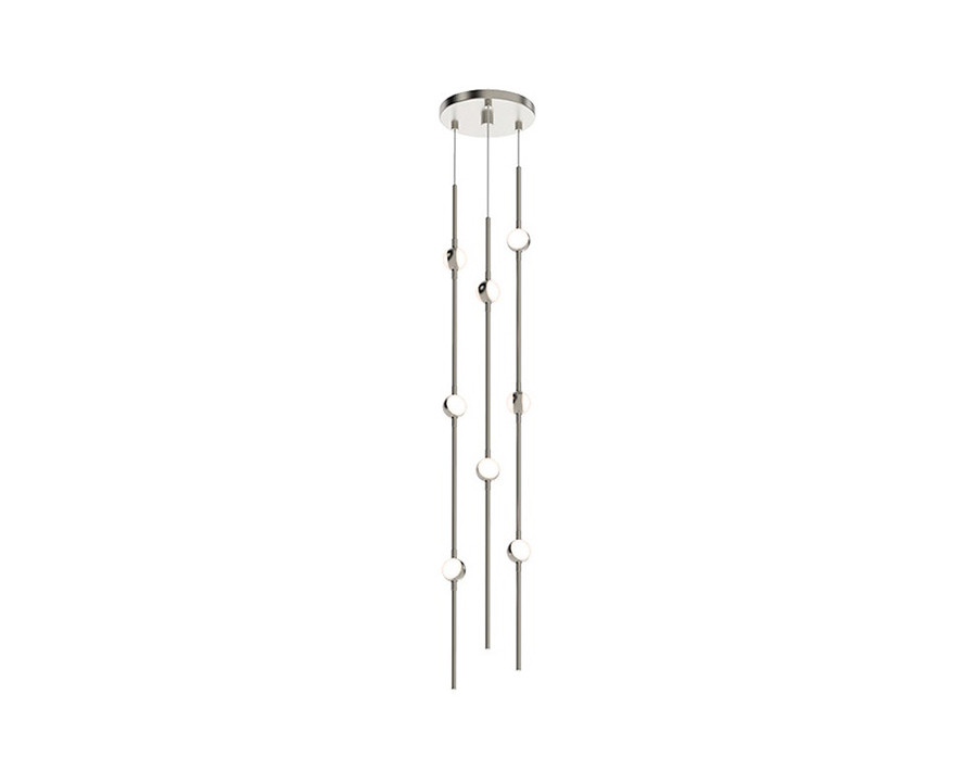 Sonneman Constellation Andromeda Chandelier - Satin Nickel, Short 6", Round, White Optical Acrylic Lens, 3000K