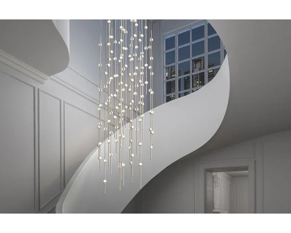 Sonneman Constellation Andromeda Chandelier - Satin Brass, Short 6", Round, Clear Faceted Acrylic Lens, 3000K