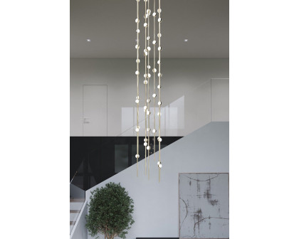 Sonneman Constellation Andromeda Chandelier - Satin Brass, Short 6", Round, Clear Faceted Acrylic Lens, 2700K