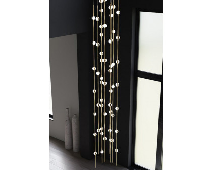 Sonneman Constellation Andromeda Chandelier - Satin Brass, Short 6", Round, Clear Faceted Acrylic Lens, 2700K