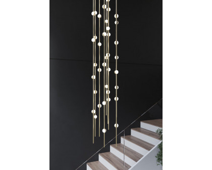 Sonneman Constellation Andromeda Chandelier - Satin Brass, Short 6", Round, Clear Faceted Acrylic Lens, 2700K