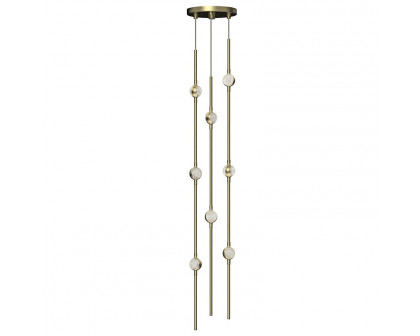 Sonneman Constellation Andromeda Chandelier - Short 6", Satin Brass, Clear Faceted Acrylic Lens