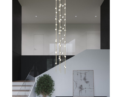 Sonneman Constellation Andromeda Chandelier - Short 6", Satin Brass, Clear Faceted Acrylic Lens