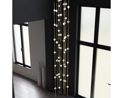 Sonneman Constellation Andromeda Chandelier - Short 6", Satin Brass, Clear Faceted Acrylic Lens