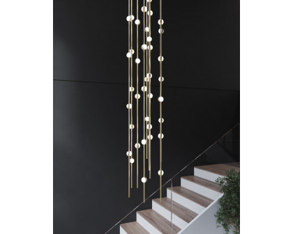 Sonneman Constellation Andromeda Chandelier - Short 6", Satin Brass, Clear Faceted Acrylic Lens