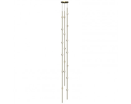 Sonneman Constellation Andromeda Chandelier - Tall 6", Satin Brass, Clear Faceted Acrylic Lens