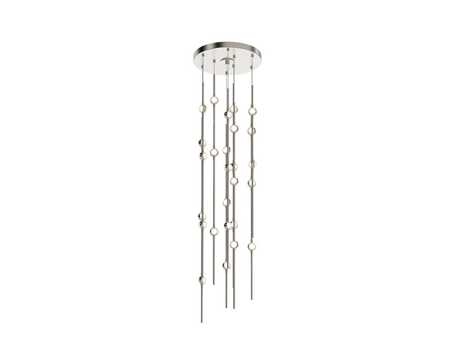 Sonneman Constellation Andromeda Chandelier - Satin Nickel, Short 12", Round, Clear Faceted Acrylic Lens, 3000K