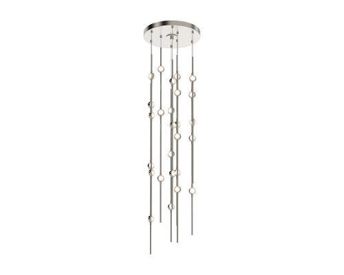 Sonneman Constellation Andromeda Chandelier - Short 12", Satin Nickel, Clear Faceted Acrylic Lens