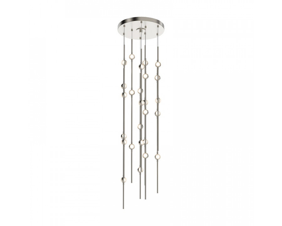 Sonneman Constellation Andromeda Chandelier - Short 12", Satin Nickel, Clear Faceted Acrylic Lens