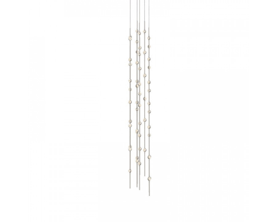 Sonneman Constellation Andromeda Chandelier - Tall 12", Satin Nickel, Clear Faceted Acrylic Lens