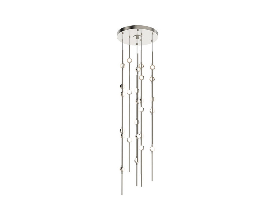 Sonneman Constellation Andromeda Chandelier - Satin Nickel, Short 12", Round, White Optical Acrylic Lens, 3000K