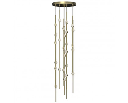 Sonneman Constellation Andromeda Chandelier - Short 12", Satin Brass, Clear Faceted Acrylic Lens