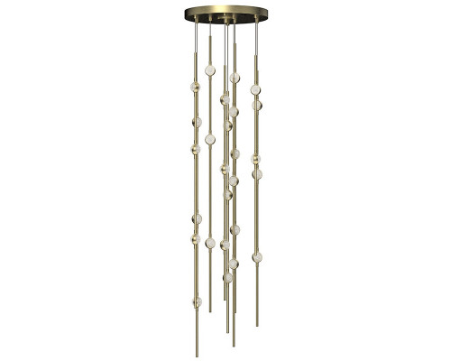 Sonneman Constellation Andromeda Chandelier - Short 12", Satin Brass, Clear Faceted Acrylic Lens