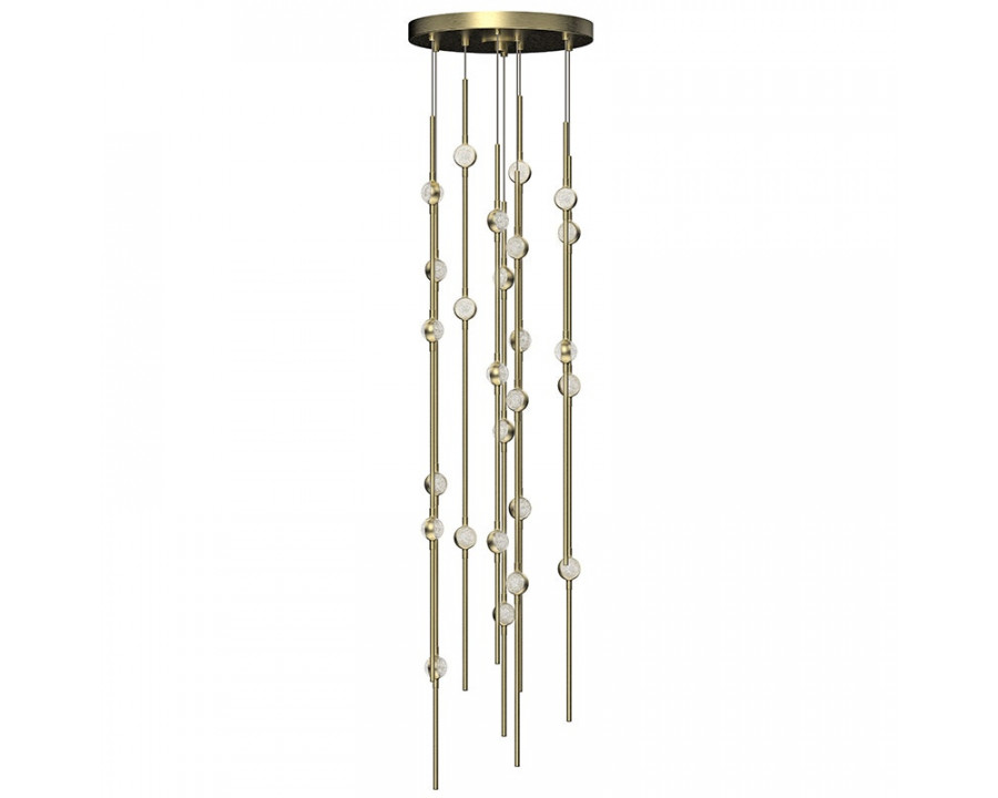 Sonneman Constellation Andromeda Chandelier - Short 12", Satin Brass, Clear Faceted Acrylic Lens