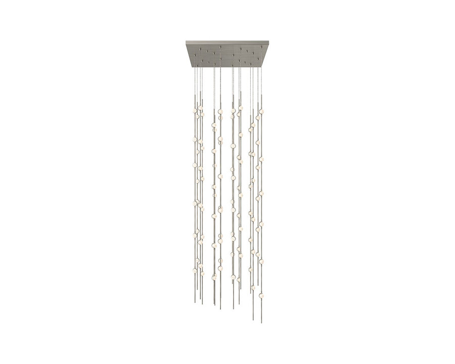 Sonneman Constellation Andromeda Chandelier - Satin Nickel, 24", Square, Clear Faceted Acrylic Lens, 3000K