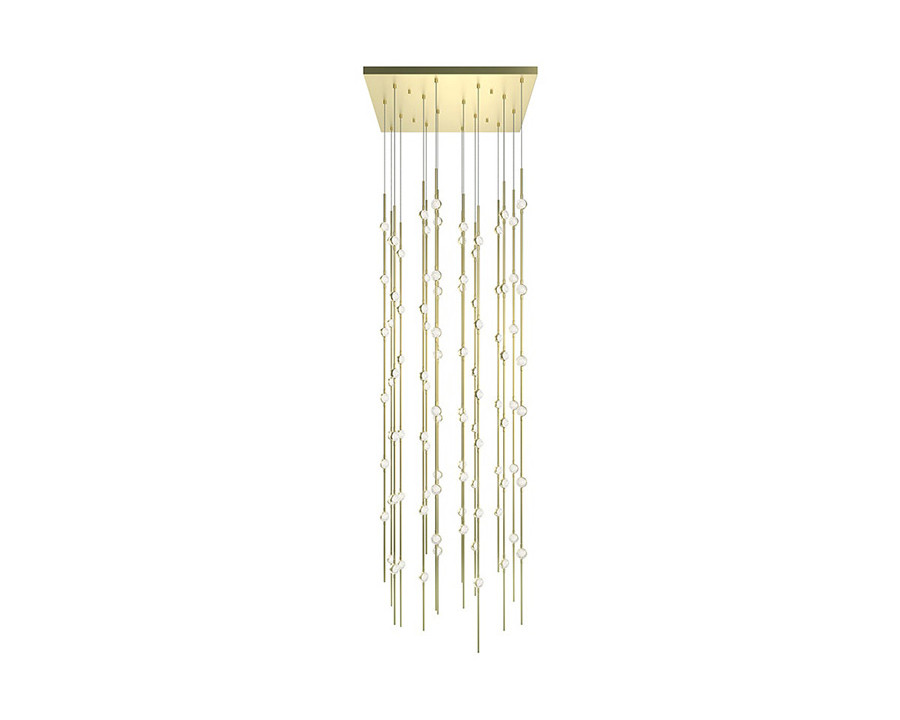 Sonneman Constellation Andromeda Chandelier - Satin Brass, 24", Square, Clear Faceted Acrylic Lens, 2700K