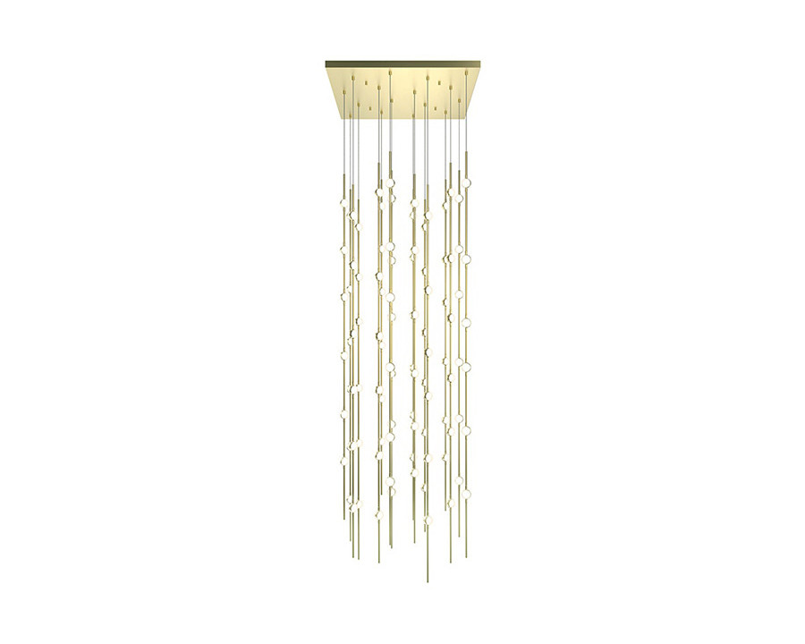 Sonneman Constellation Andromeda Chandelier - Satin Brass, 24", Square, White Optical Acrylic Lens, 3000K