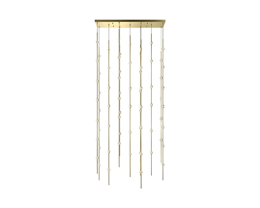 Sonneman Constellation Andromeda Chandelier - Satin Brass, 36", Rectangle, Clear Faceted Acrylic Lens, 3000K