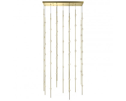 Sonneman Constellation Andromeda Chandelier - 36", Satin Brass, Clear Faceted Acrylic Lens