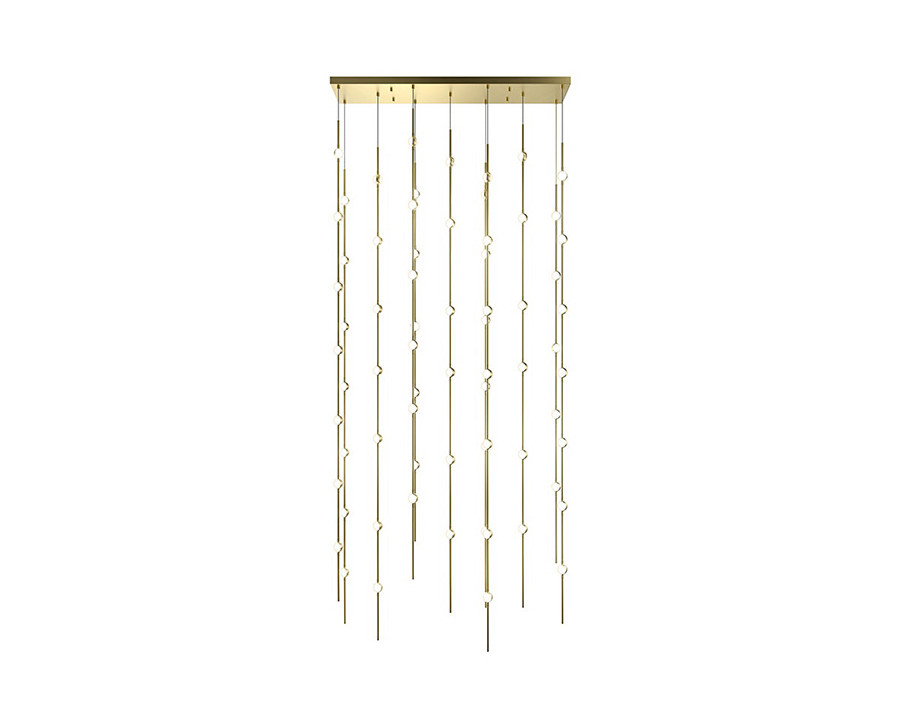 Sonneman Constellation Andromeda Chandelier - Satin Brass, 36", Rectangle, White Optical Acrylic Lens, 3000K