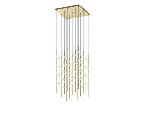 Sonneman Constellation Cosmic Cube Chandelier - 20", Satin Brass, Clear Faceted Acrylic Lens