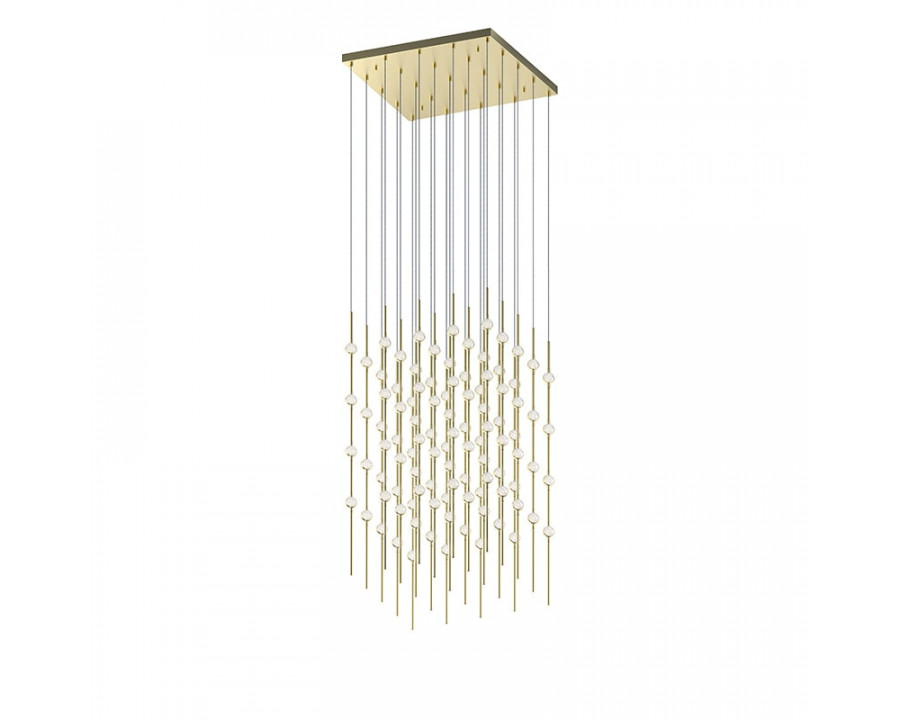 Sonneman Constellation Cosmic Cube Chandelier - 20", Satin Brass, Clear Faceted Acrylic Lens