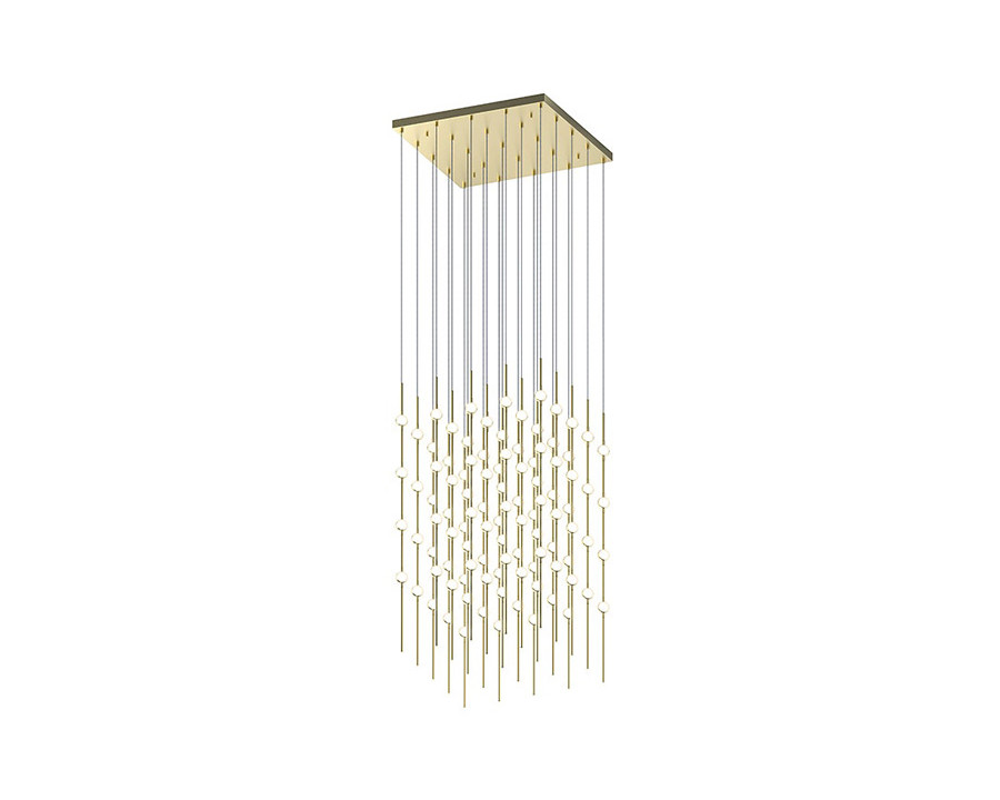 Sonneman Constellation Cosmic Cube Chandelier - Satin Brass, 20", White Optical Acrylic Lens, 3000K