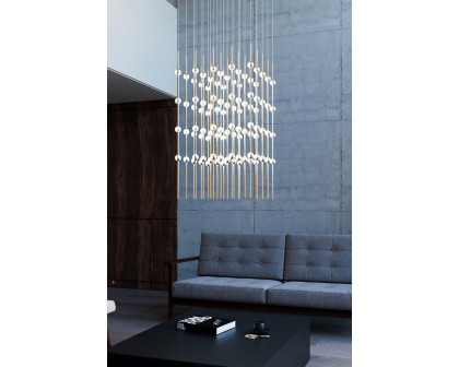 Sonneman Constellation Cosmic Cube Chandelier - Satin Brass, 20", White Optical Acrylic Lens, 3000K