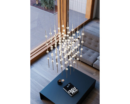 Sonneman Constellation Cosmic Cube Chandelier - Satin Brass, 20", White Optical Acrylic Lens, 3000K