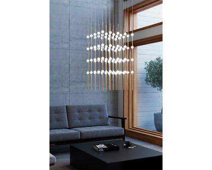 Sonneman Constellation Cosmic Cube Chandelier - Satin Brass, 20", White Optical Acrylic Lens, 3000K