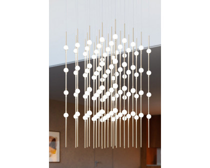 Sonneman Constellation Cosmic Cube Chandelier - Satin Brass, 20", White Optical Acrylic Lens, 3000K