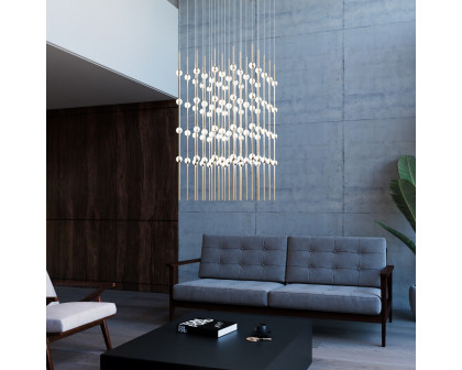 Sonneman Constellation Cosmic Cube Chandelier - 20", Satin Brass, White Optical Acrylic Lens