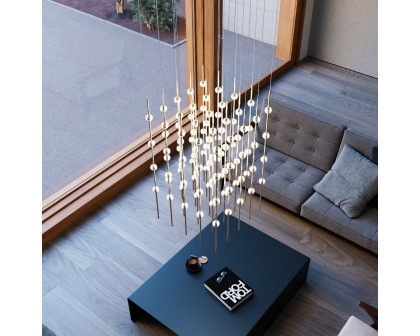 Sonneman Constellation Cosmic Cube Chandelier - 20", Satin Brass, White Optical Acrylic Lens