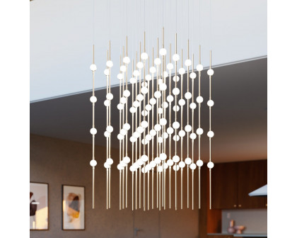 Sonneman Constellation Cosmic Cube Chandelier - 20", Satin Brass, White Optical Acrylic Lens