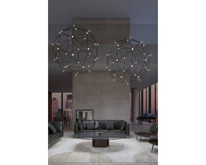 Sonneman Constellation Hedron Chandelier - Polished Black Nickel, Clear Faceted Acrylic Lens